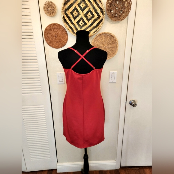 LAST ONE! Red Bodycon V-neck Spaghetti Strap Mini Dress WA - Picture 9 of 11